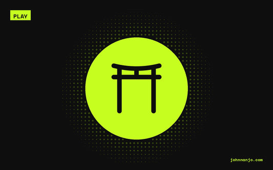 A torii gate icon for a JOHN NANJO Tokyo guide