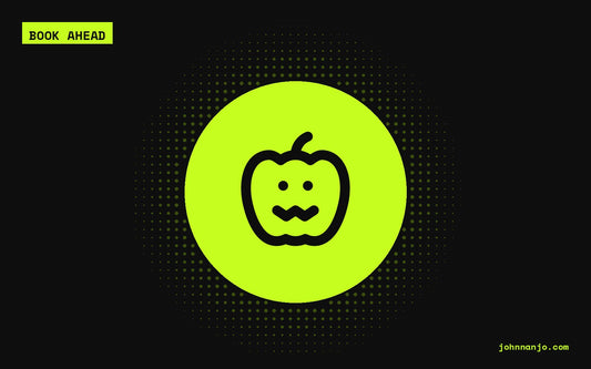 A jack-o'-lantern icon for a JOHN NANJO Tokyo guide