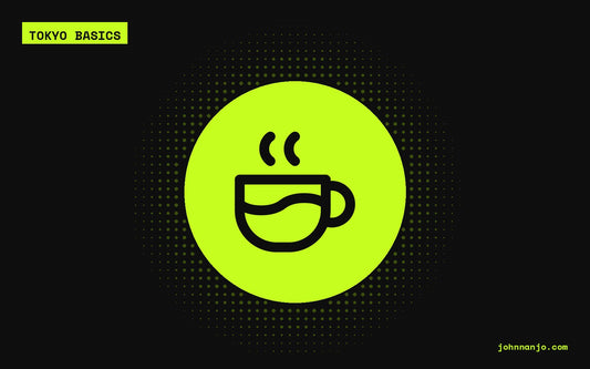 A coffee cup icon for a JOHN NANJO Tokyo guide