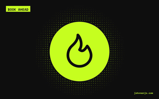 A flame icon for a JOHN NANJO Tokyo guide