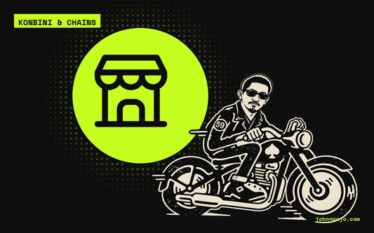 JOHN NANJO rider with a convenience store icon