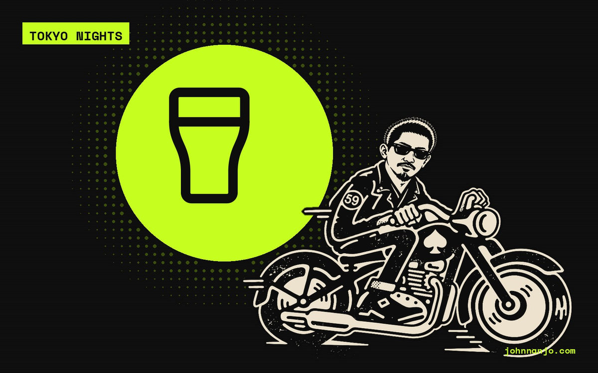JOHN NANJO rider with a beer glass icon