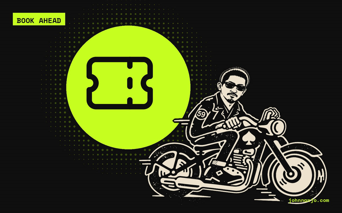 JOHN NANJO rider with a ticket icon