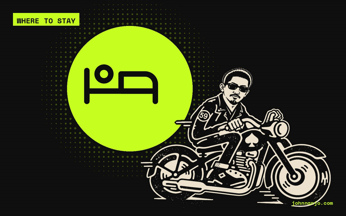 JOHN NANJO rider with a bed icon