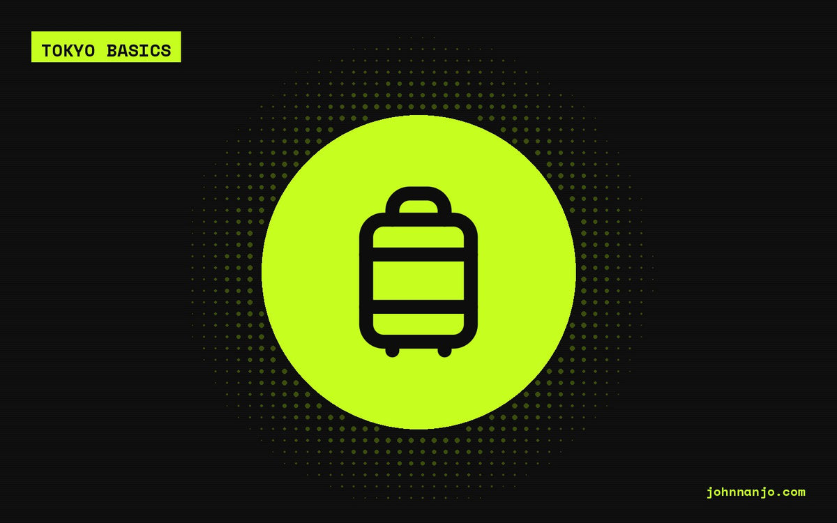 A luggage icon for a JOHN NANJO Tokyo guide