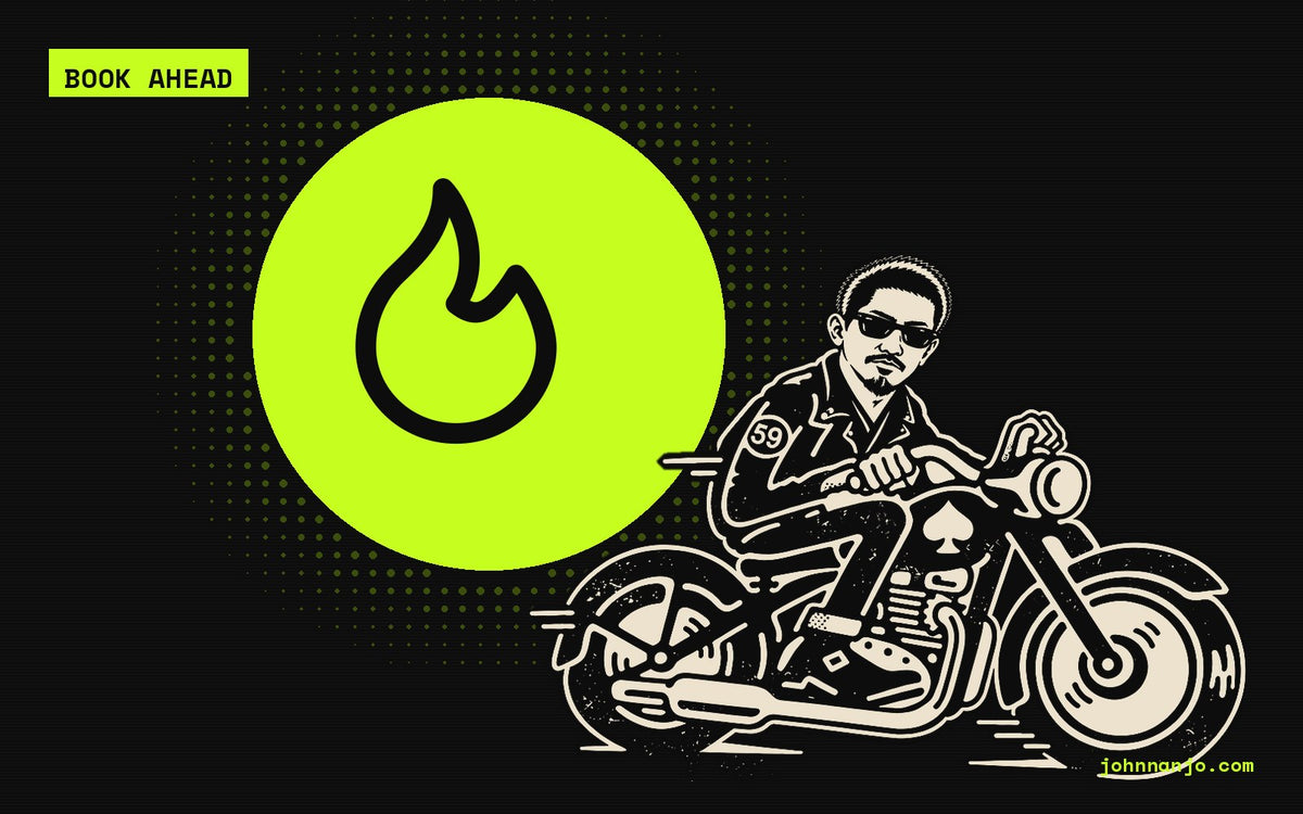 JOHN NANJO rider with a flame icon