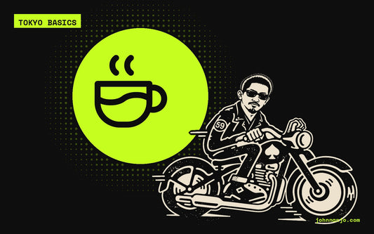JOHN NANJO rider with a coffee icon